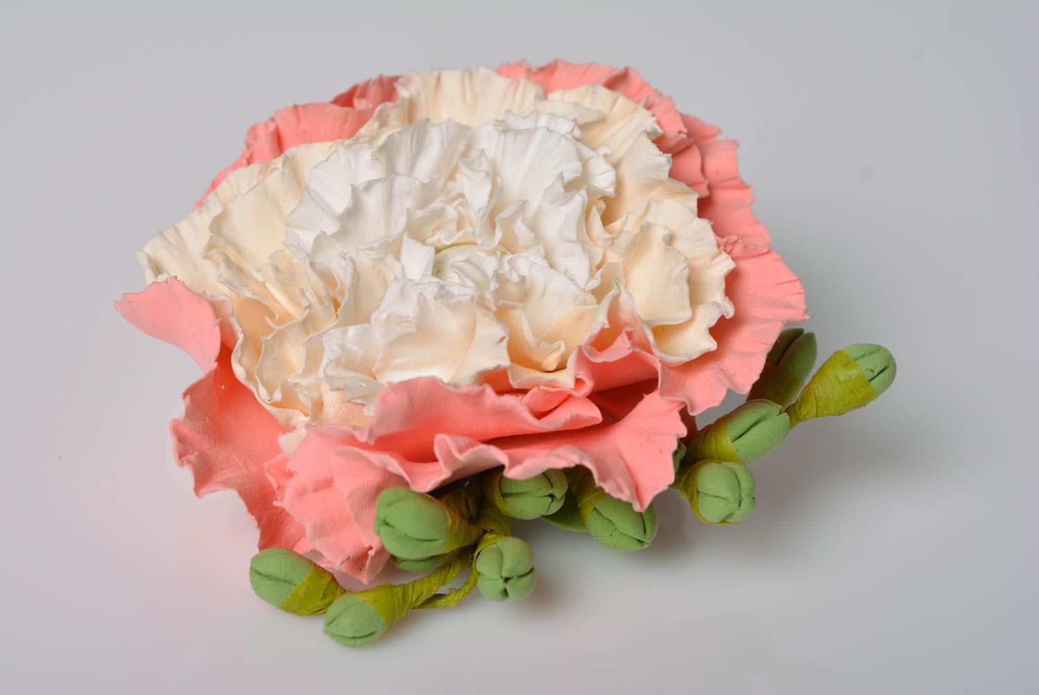 Barrette broche fleur tendre en pâte polymère faite main accessoire universel photo 5