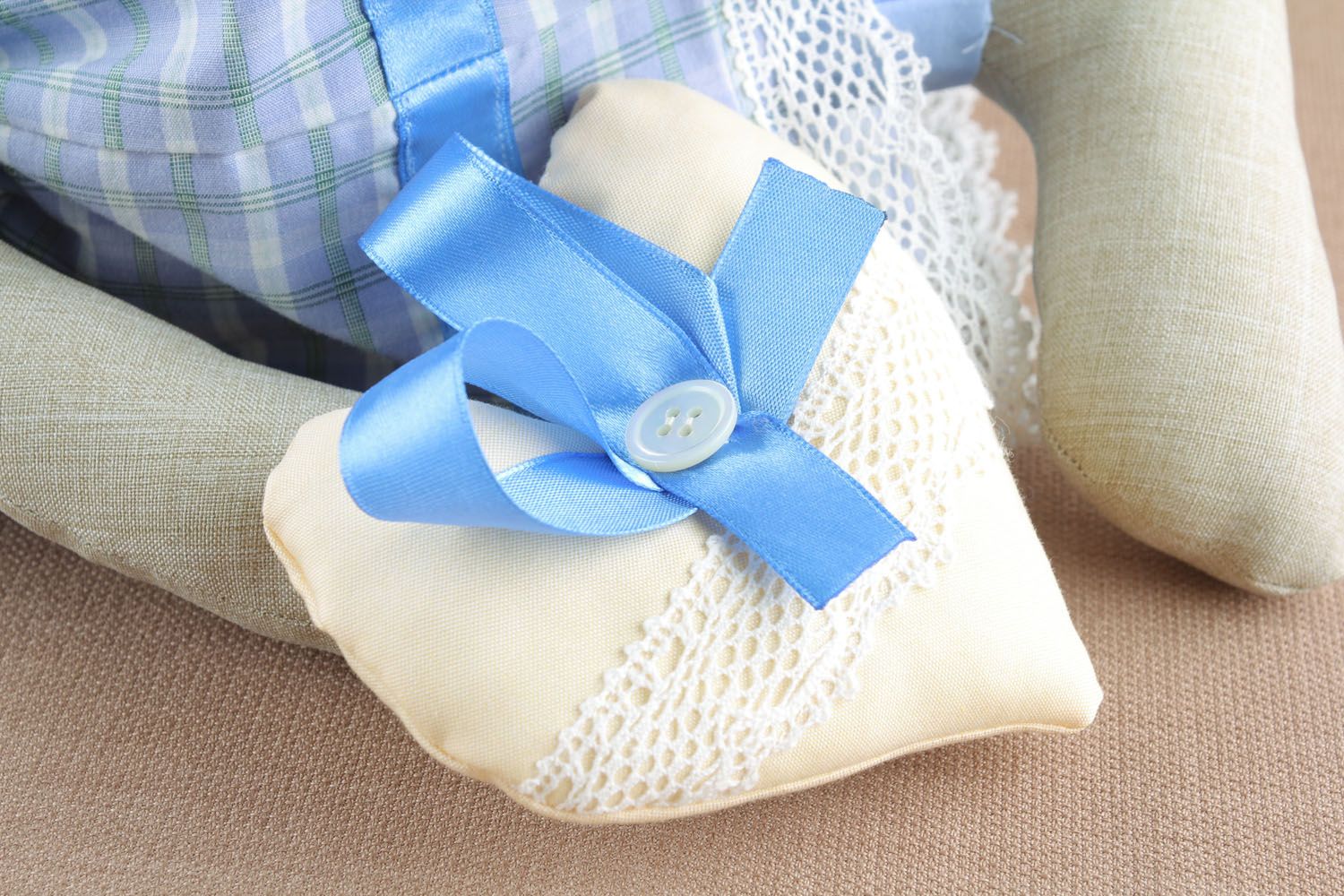 Handmade soft toy Bunny in Blue Dress photo 3
