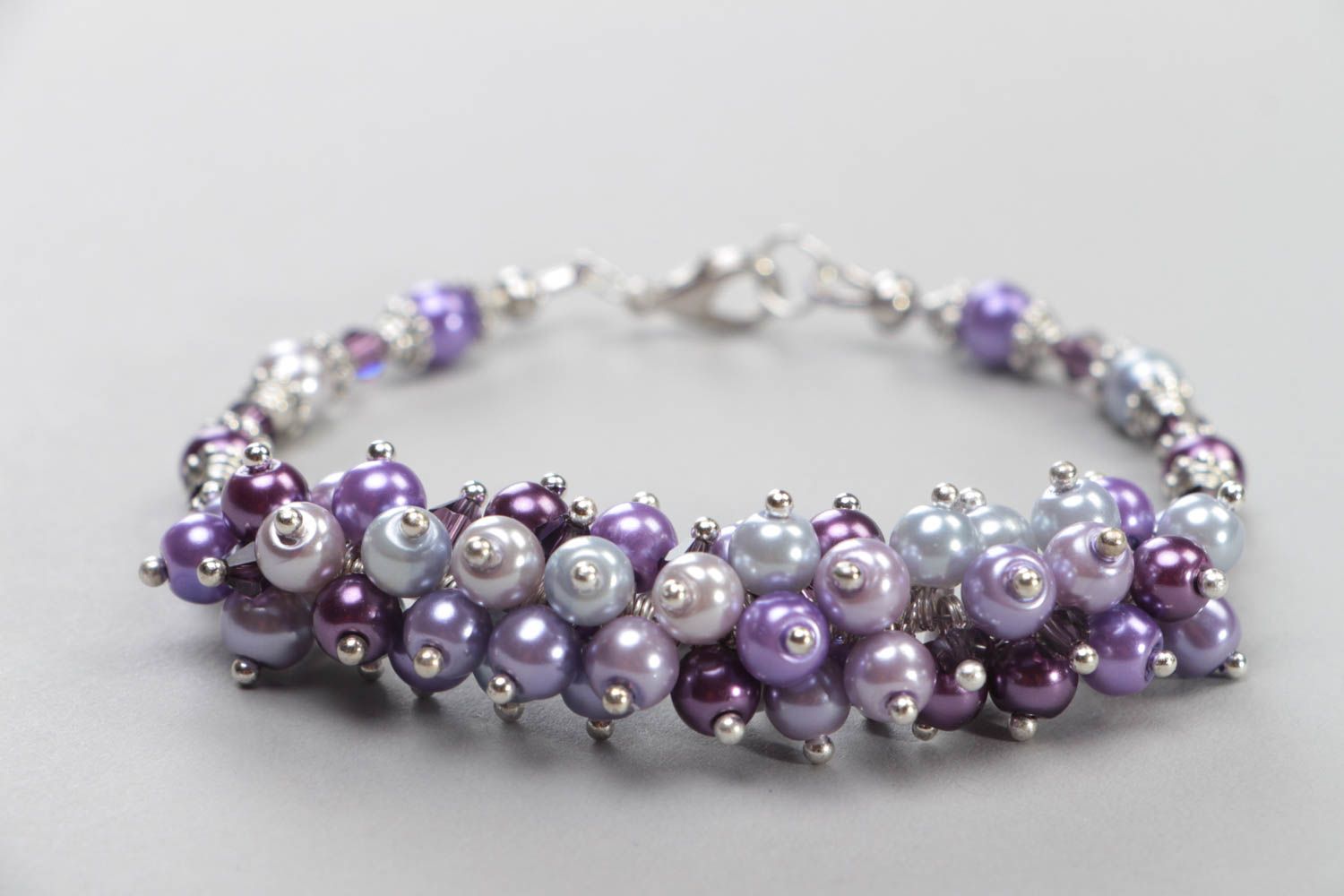 Bracelet fait main avec perles de céramique mauves accessoire original cadeau photo 3
