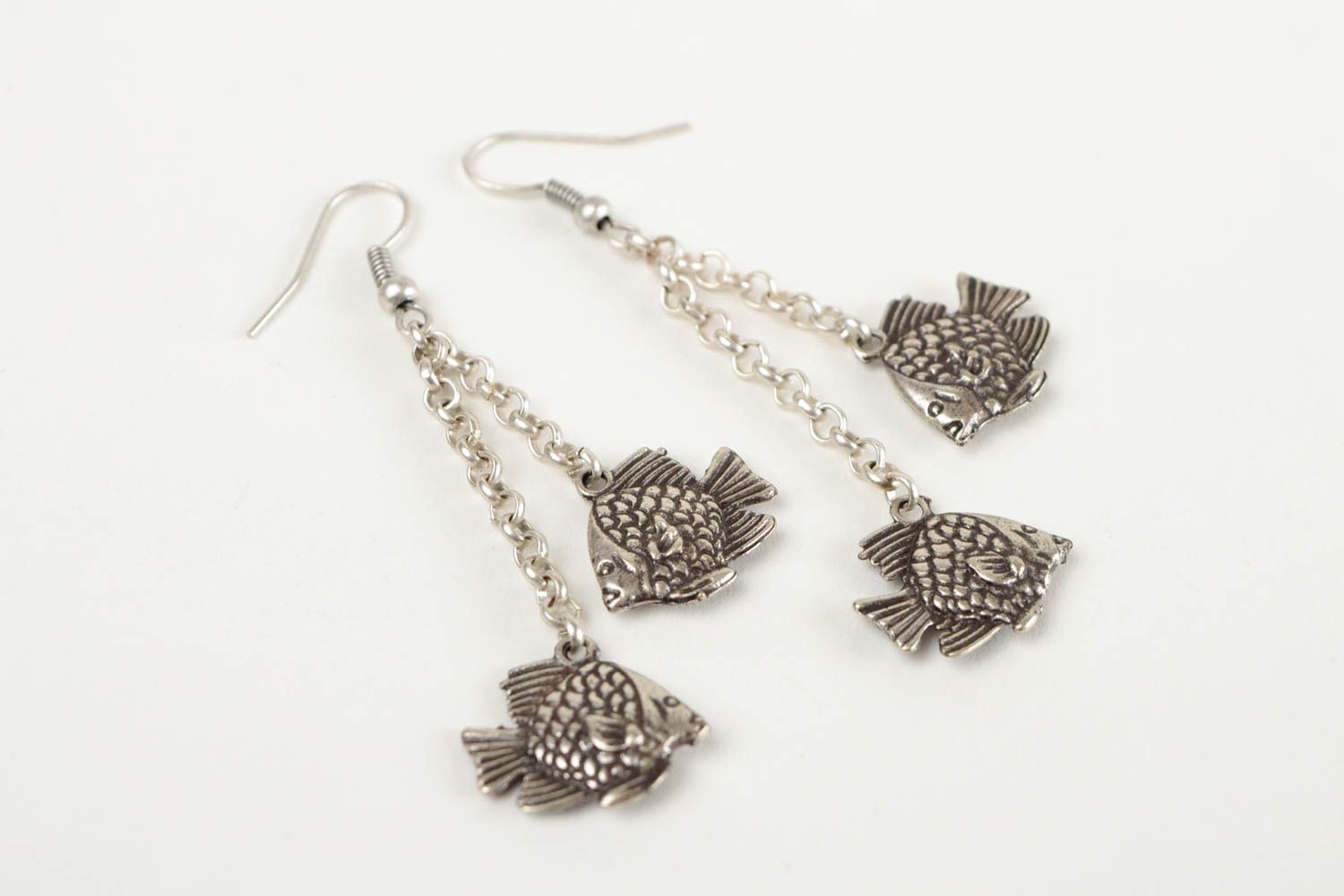 metal fish earrings fashion designer hand made accessories women gift  photo 3