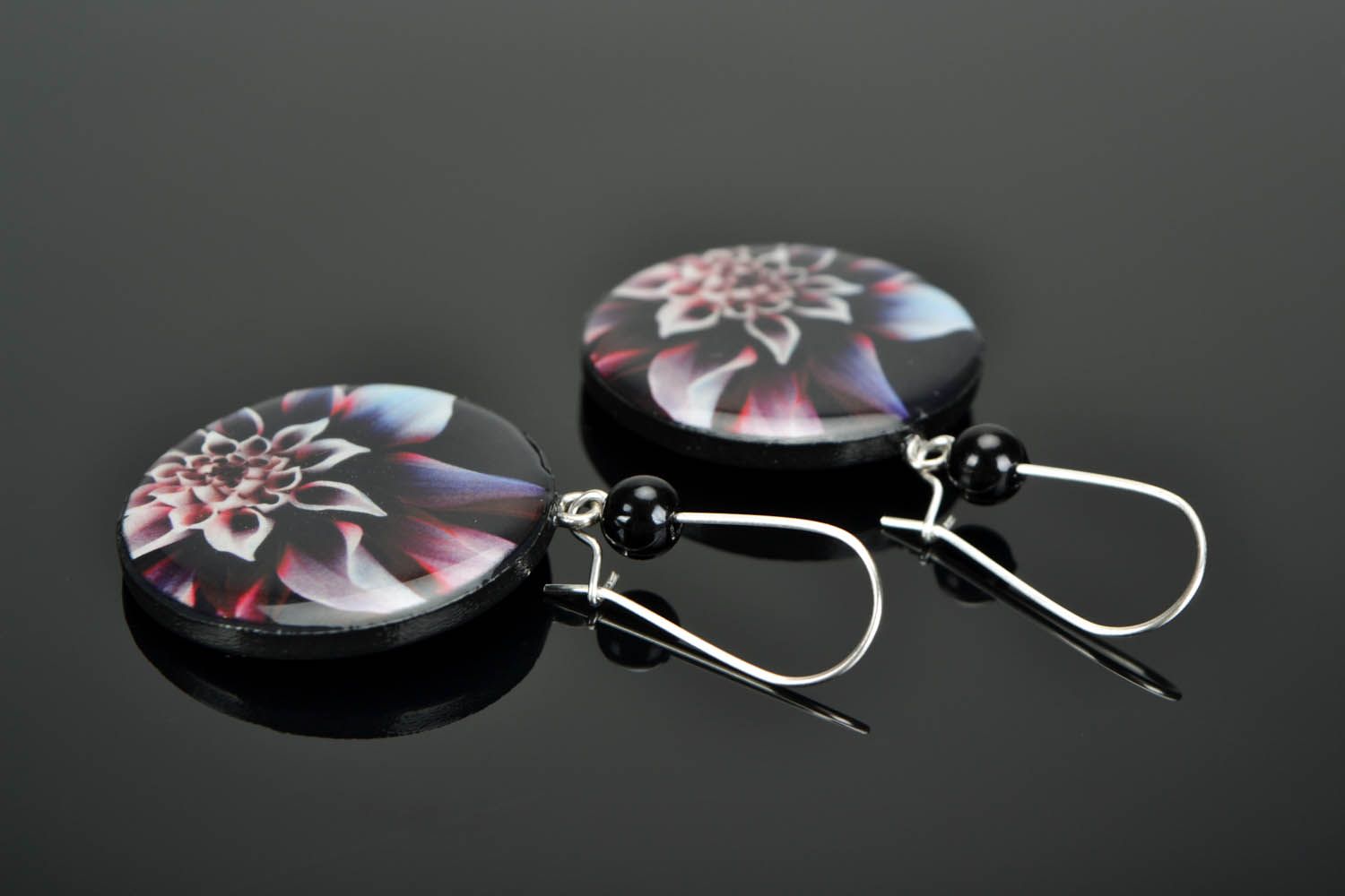 Polymer clay earrings Attractive Flower photo 1