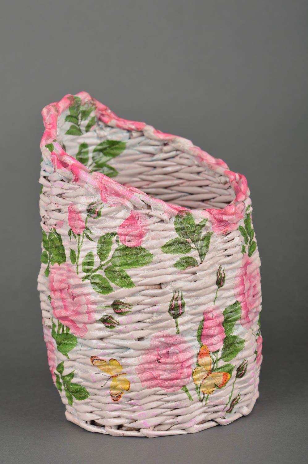 Beautiful handmade paper basket newspaper craft modern interiors gift ideas photo 2
