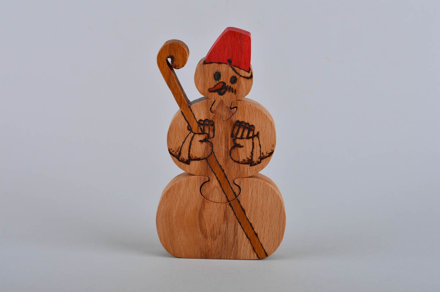 Пазлы для детей ручной работы игра пазлы деревянная детская игрушка Снеговик фото 2