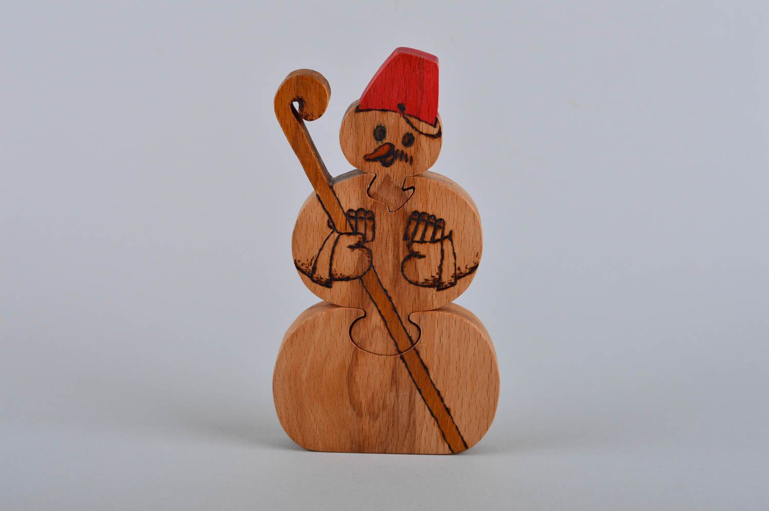 Puzzle 3D en bois fait main Jouet d'éveil bonhomme de neige Cadeau bébé photo 2