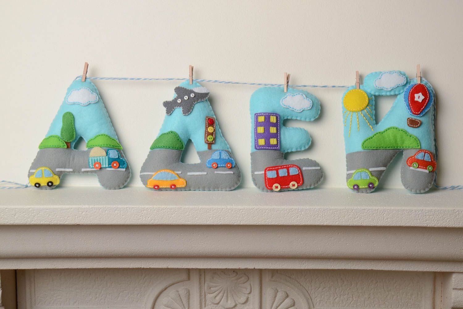 Handmade decorative wall hanging colorful soft letters for child's room  photo 1