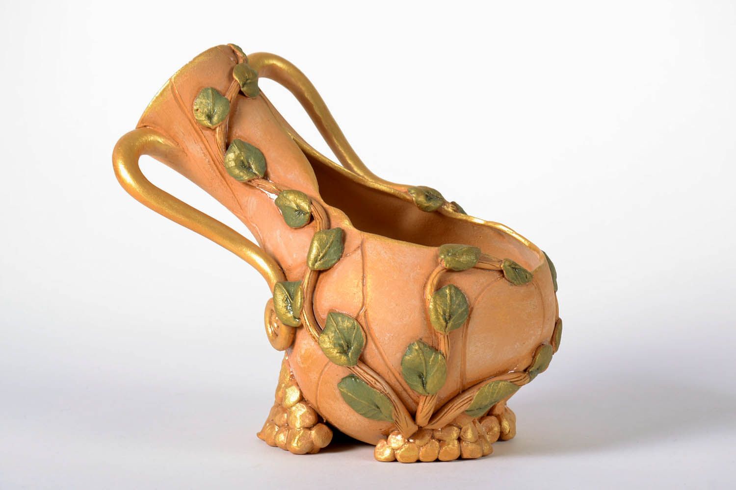 Vaso de mesa para flores secas de argila feito à mão cerâmica decorativa artesanal foto 2