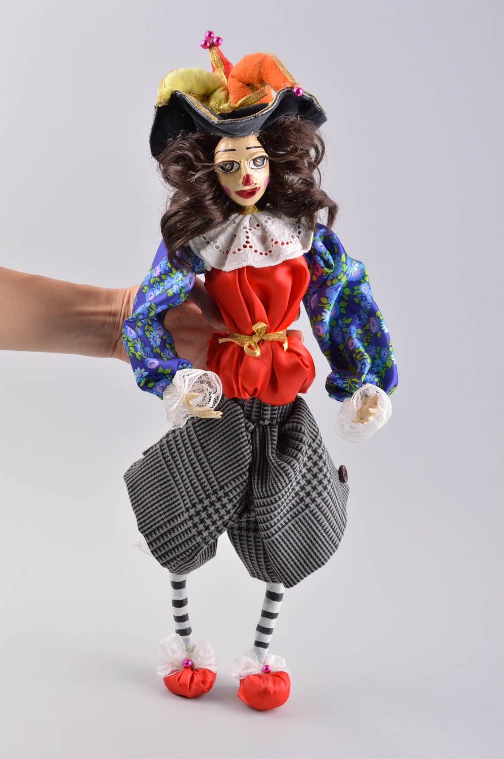 Кукла ручной работы авторская кукла интерьерная керамическая кукла Арлекин фото 5