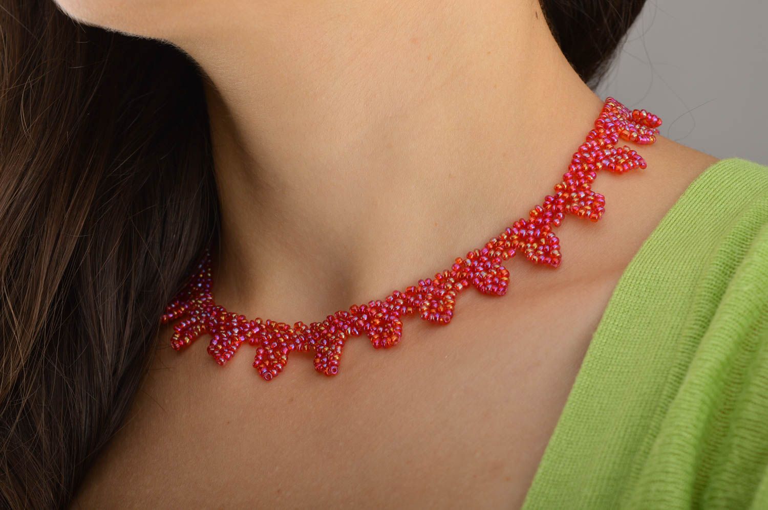 Handmade Halskette für Frauen Designer Schmuck Frauen Accessoire rot schön foto 5