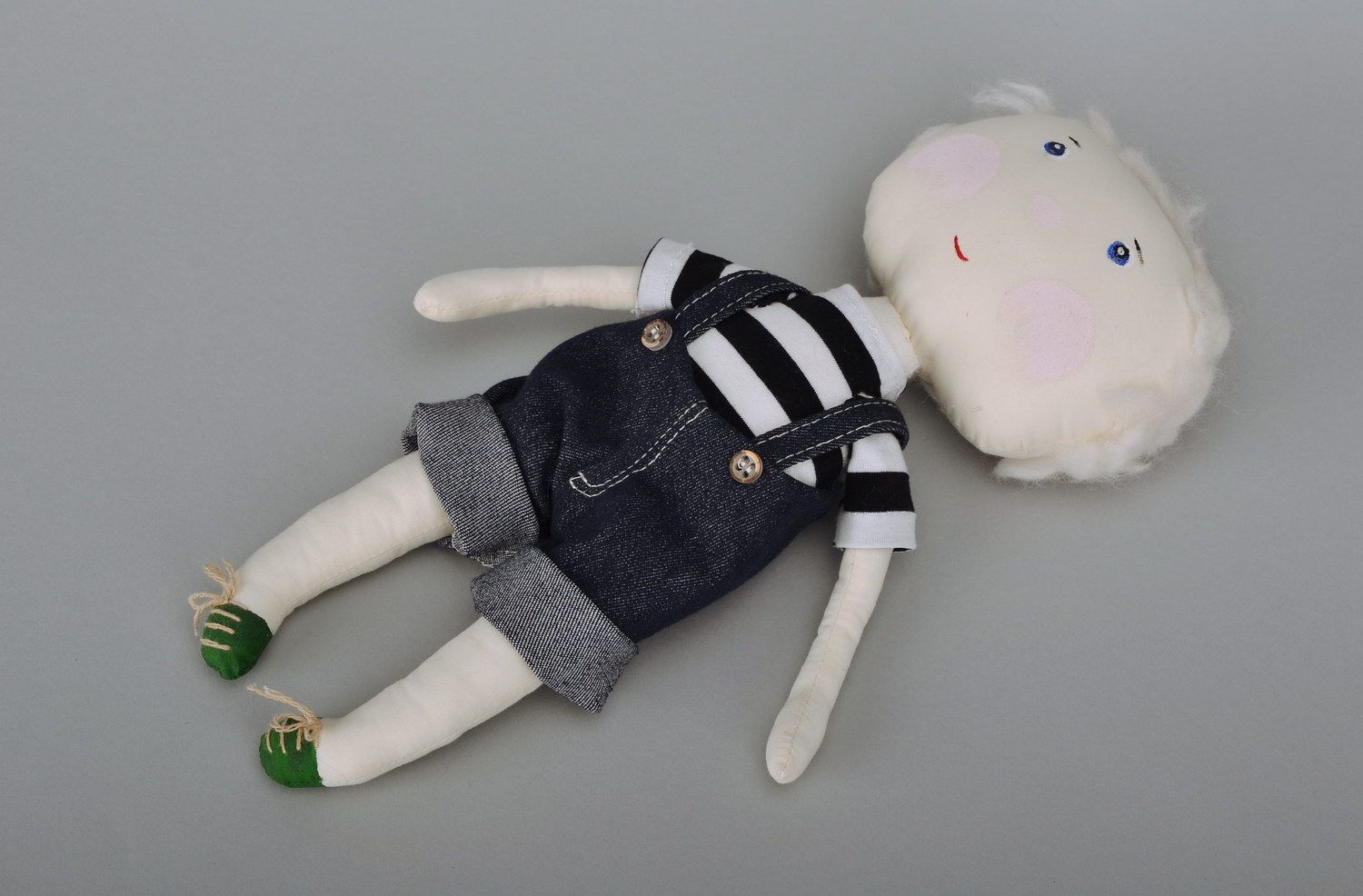 Fabric doll Boy in green boots  photo 2