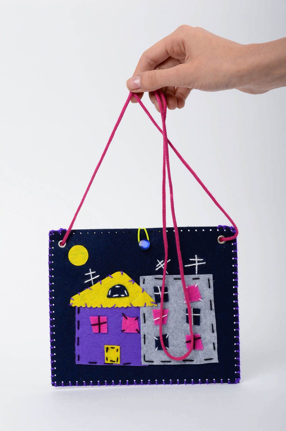 Сумка ручной работы сумка из фетра сумка для детей темная синяя красивая фото 5