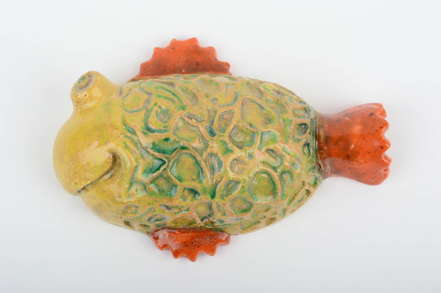 Kleines Keramik Wandbild handmade Fisch aus Ton origineller Deko Anhänger foto 1
