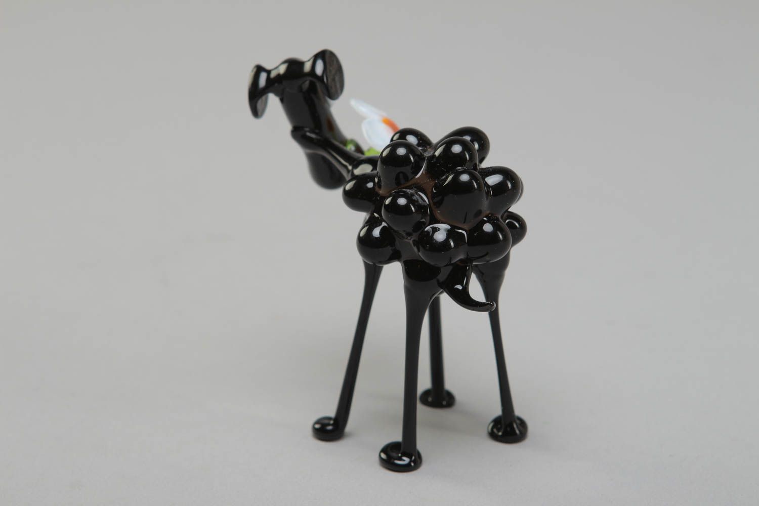 Petite figurine en verre au chalumeau Chèvre noire décorative faite main photo 3