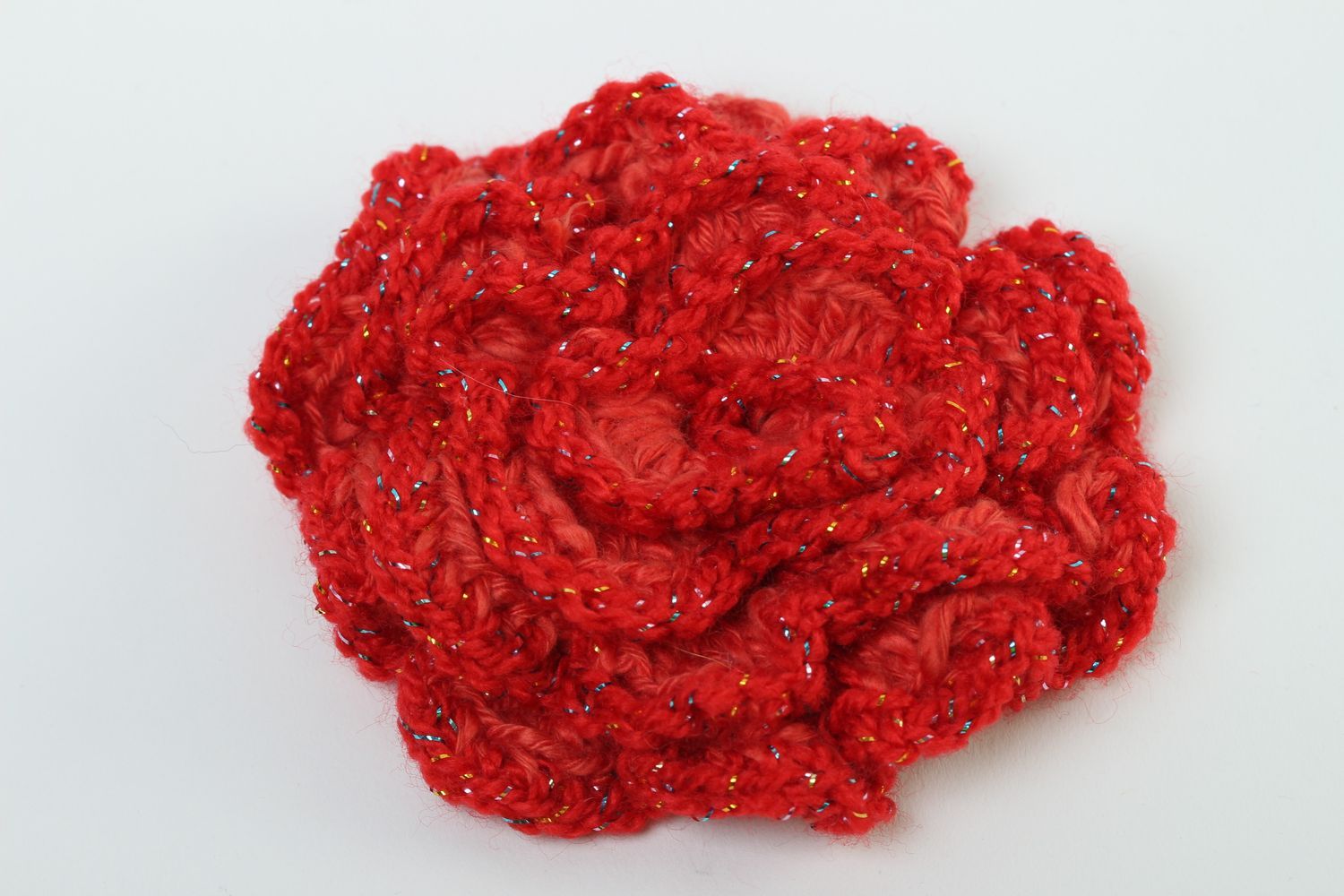 Fleur pour bijoux faite main Fourniture bijoux rouge tricot Loisirs créatifs photo 2