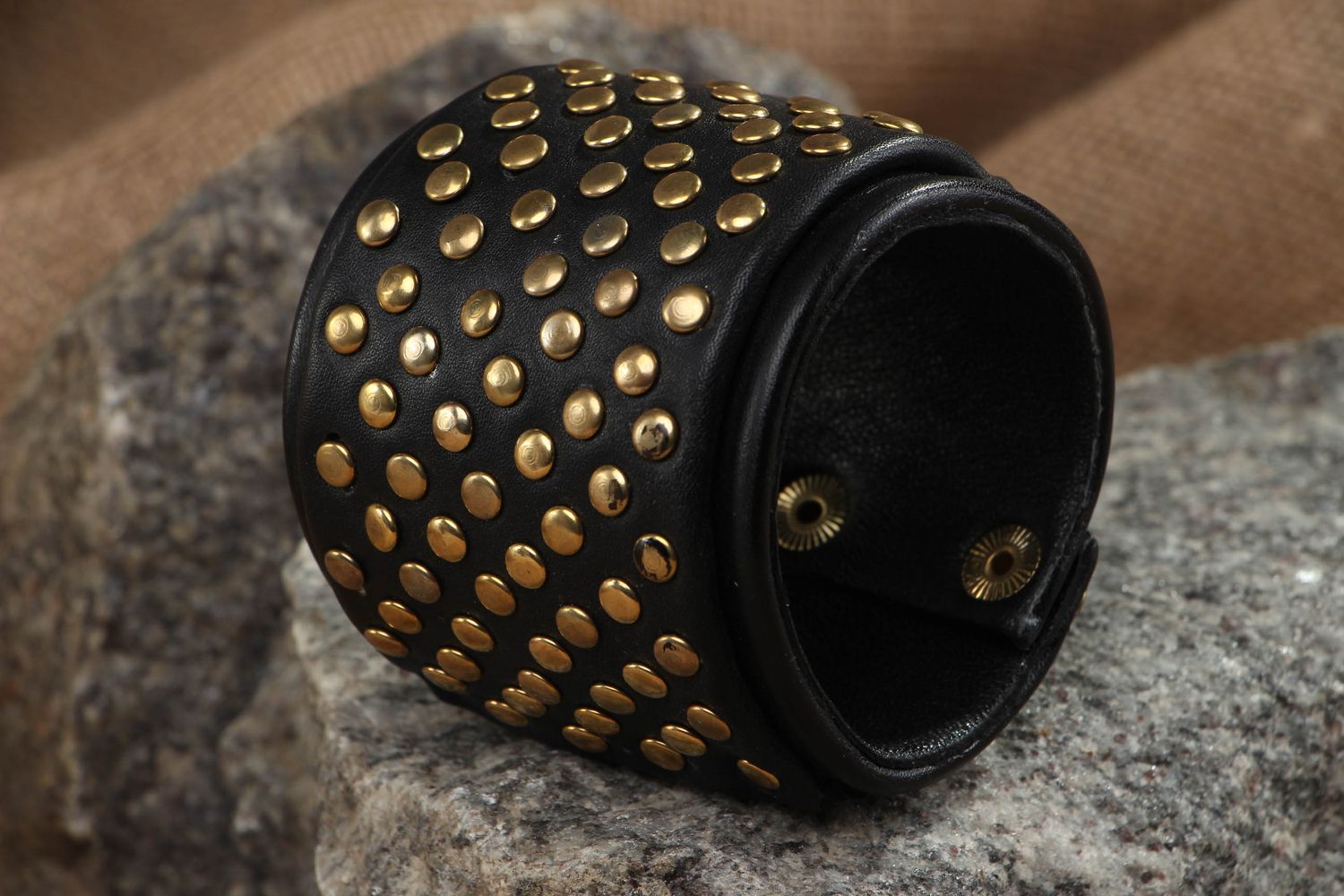 Leather bracelet with metal rivets photo 5