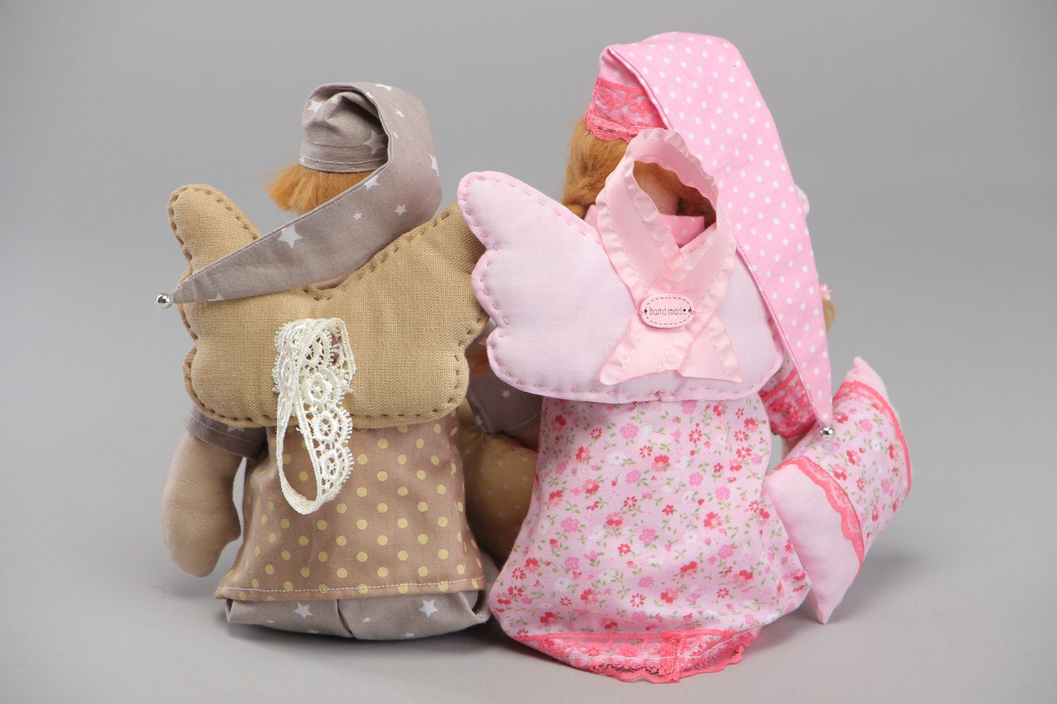 Handmade textile soft pair dolls for home decor Sleepy Angels photo 3