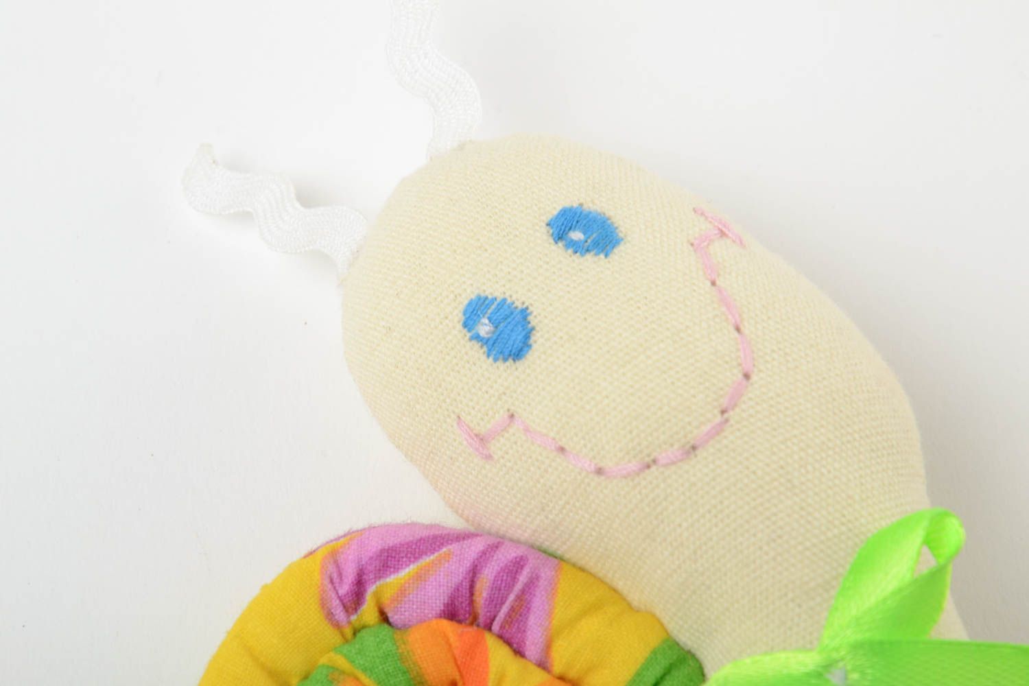 Handmade soft fabric toy snail for baby beautiful bright calico present for children photo 4