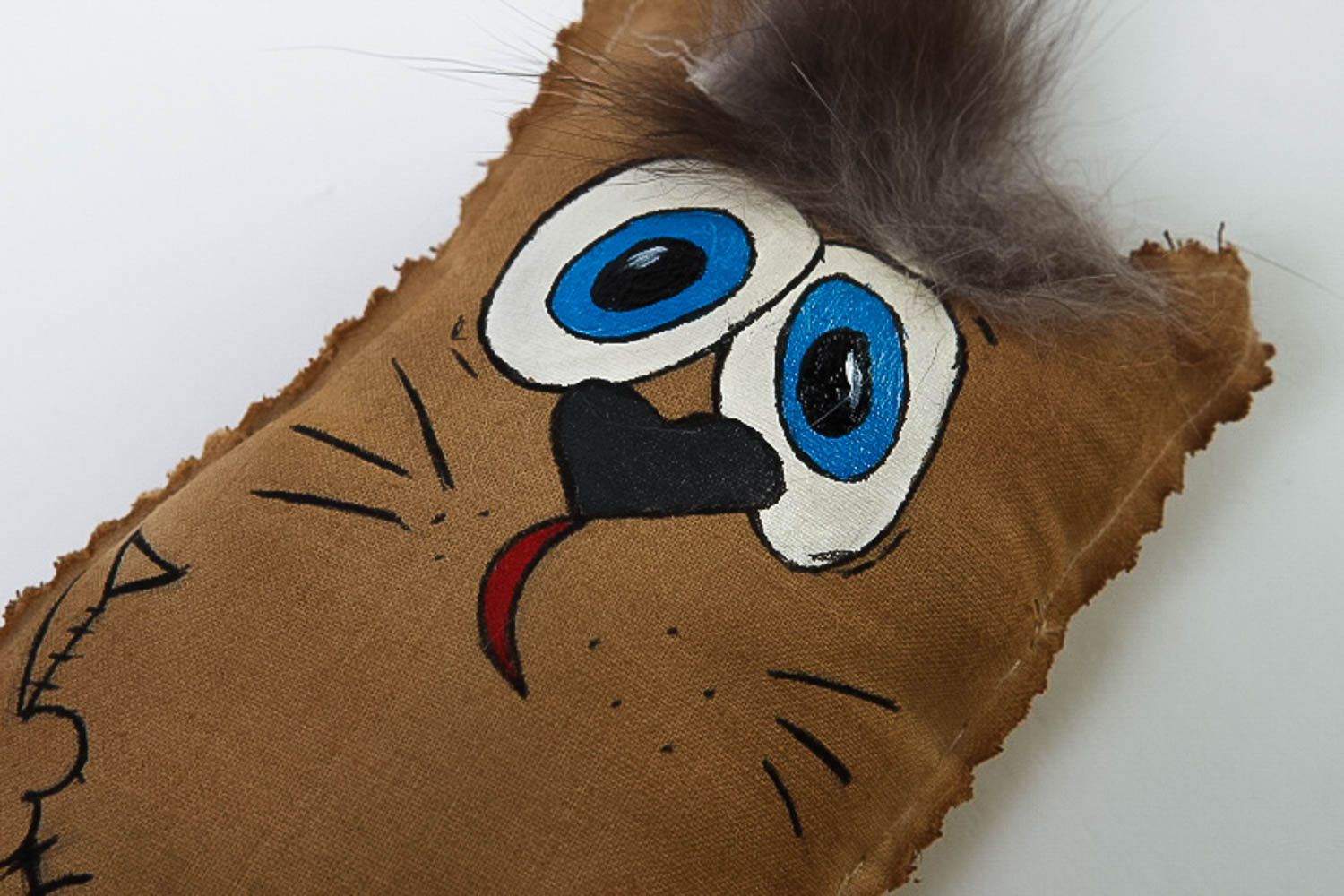 Peluche chat Jouet fait main en coton peint à l'acrylique Décoration maison photo 3