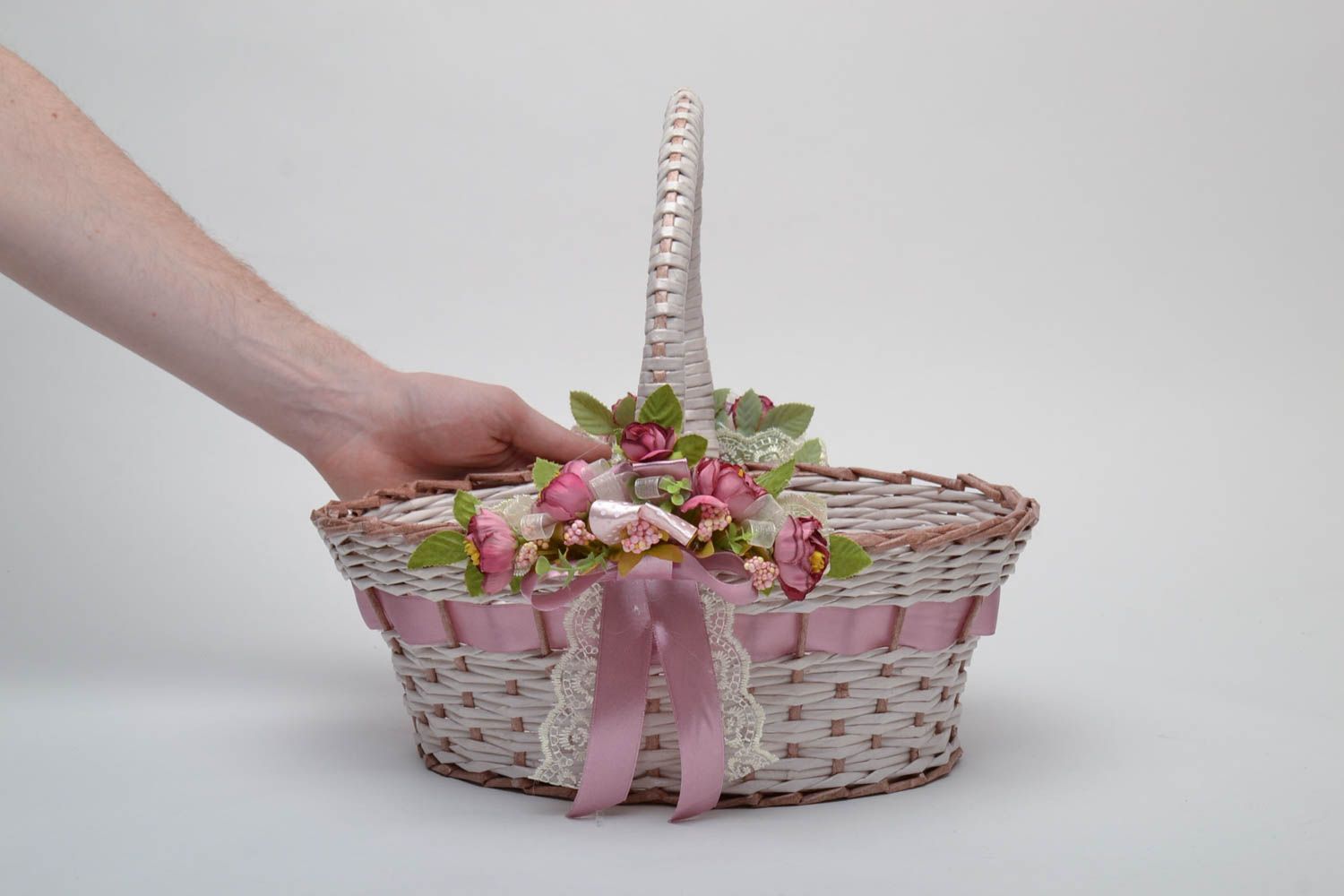 Beautiful woven paper basket photo 5