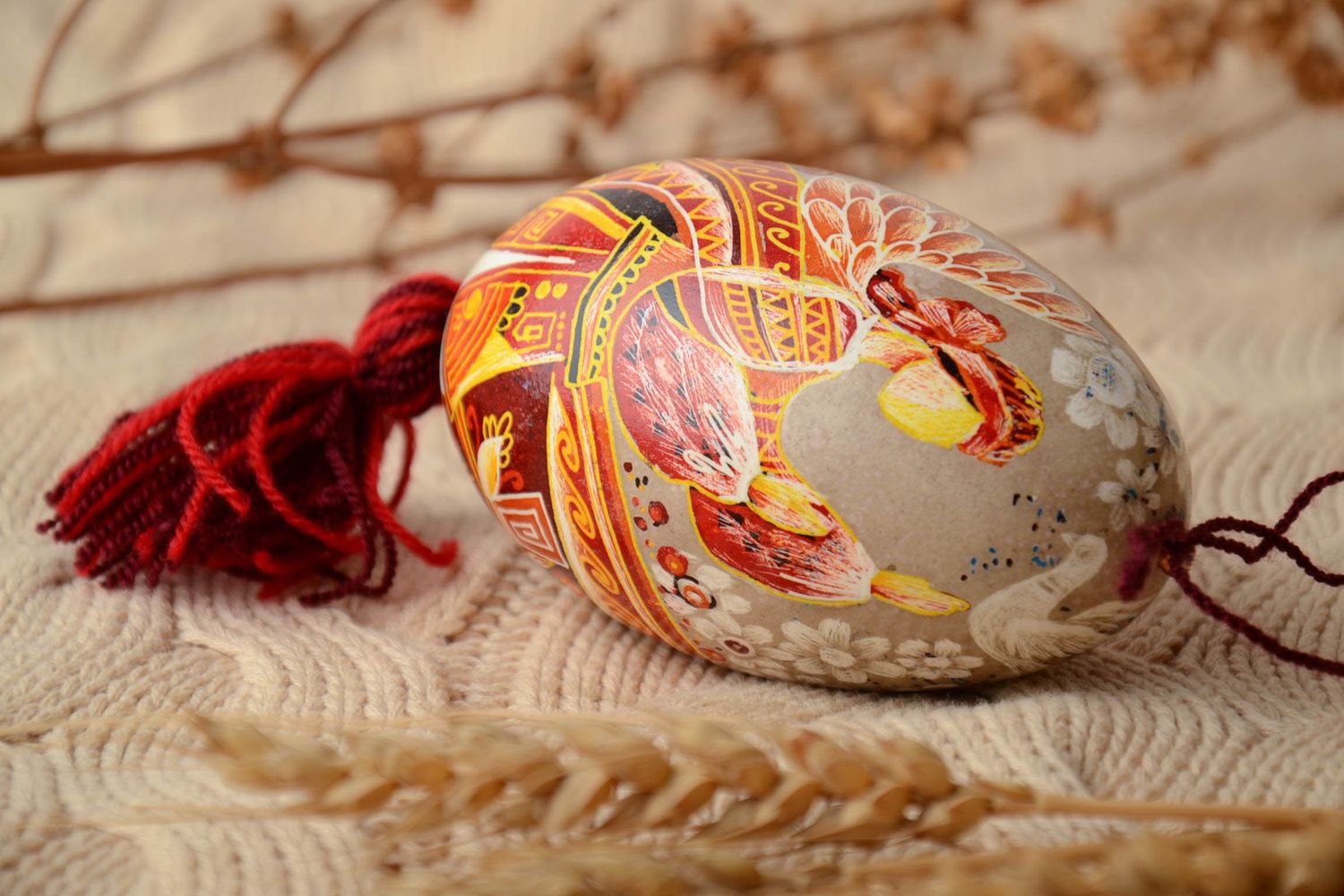 Пасхальное яйцогусиное с росписью подвеска ручной работы фото 1