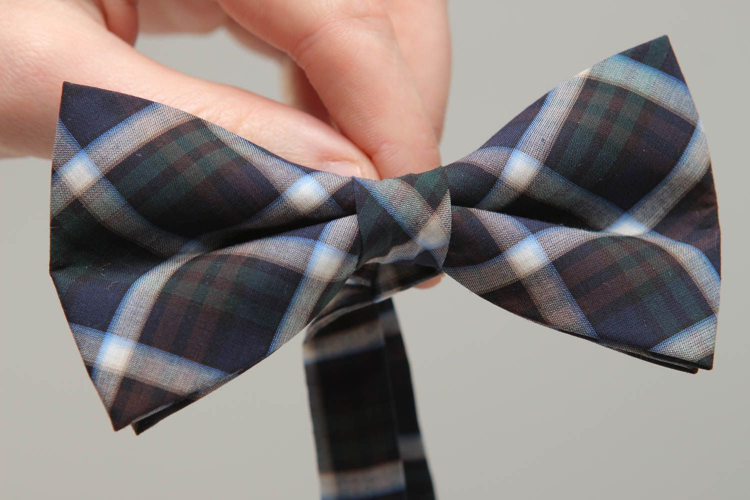Checkered cotton bow tie photo 4