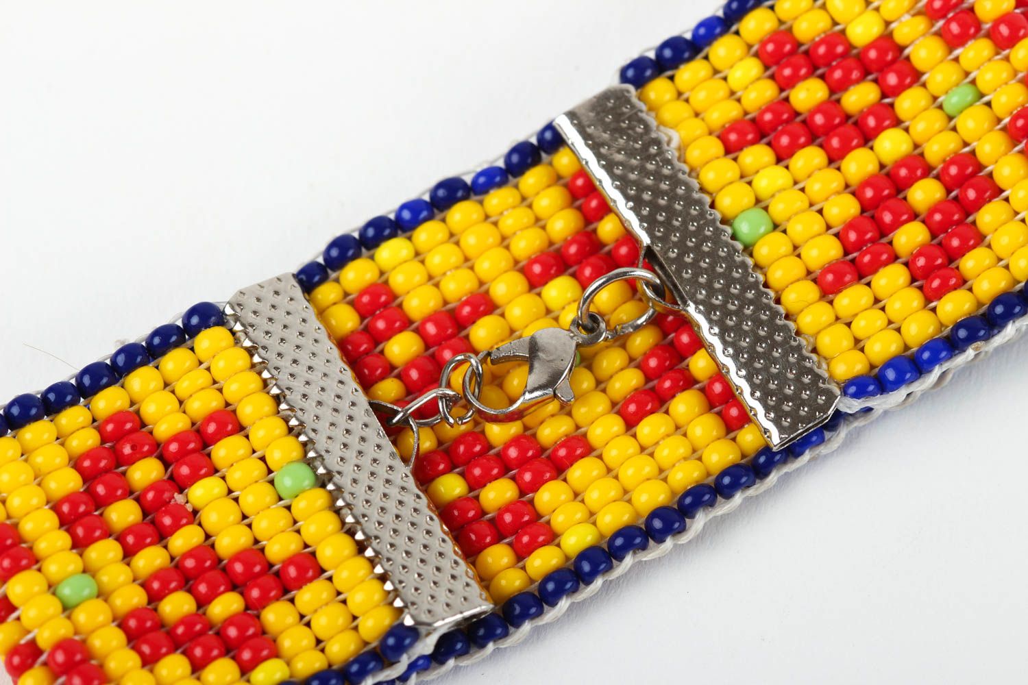 Bright yellow and red beads handmade line bracelet for young girls photo 4
