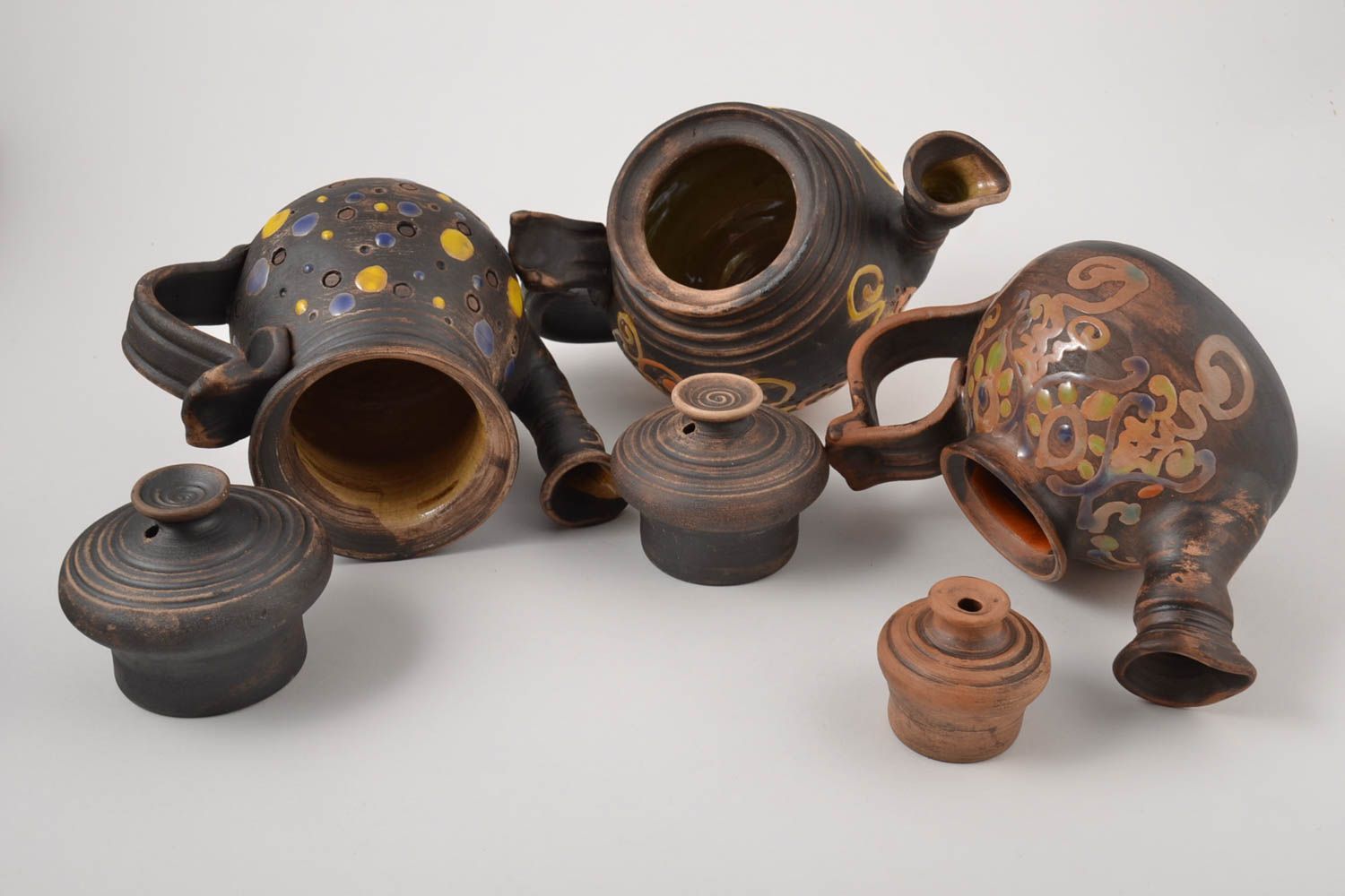 Handmade ceramic teapot 3 pieces pottery works home ceramics kitchen supplies photo 2