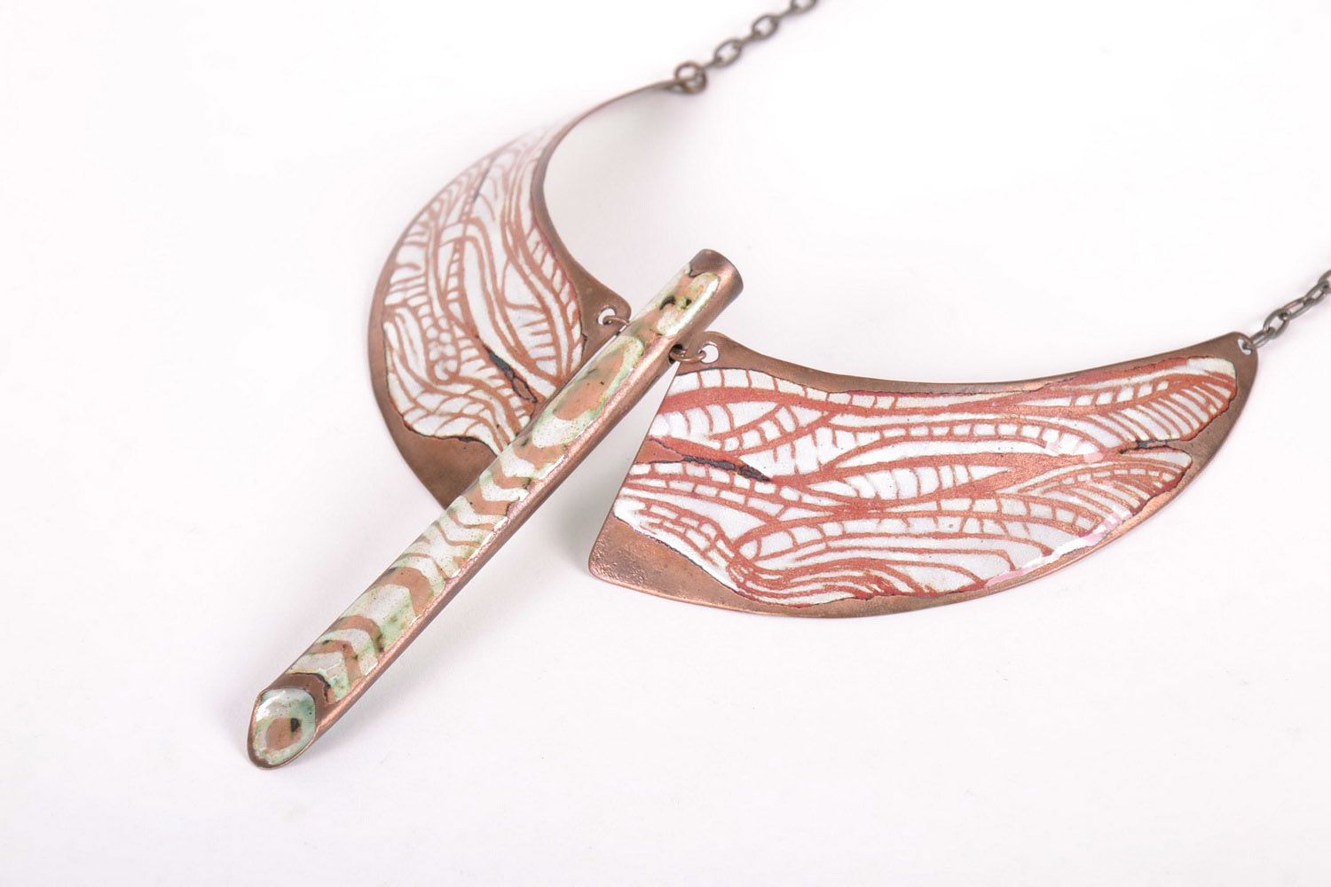 Copper necklace with painting photo 1