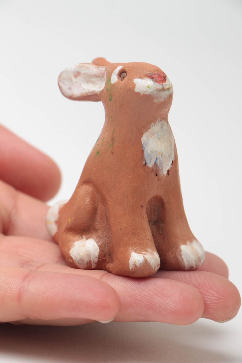 Handmade folk toy ceramic penny whistle painted ethnic musical instrument Rabbit photo 5