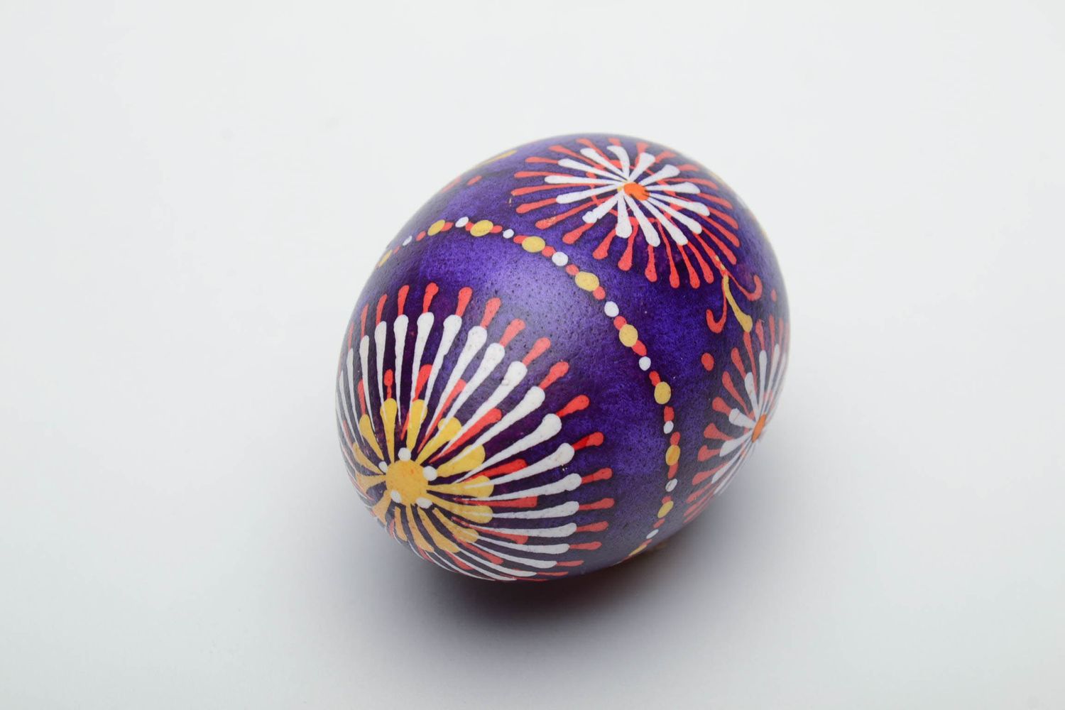 Handmade Easter egg of violet color in Lemkiv style photo 4
