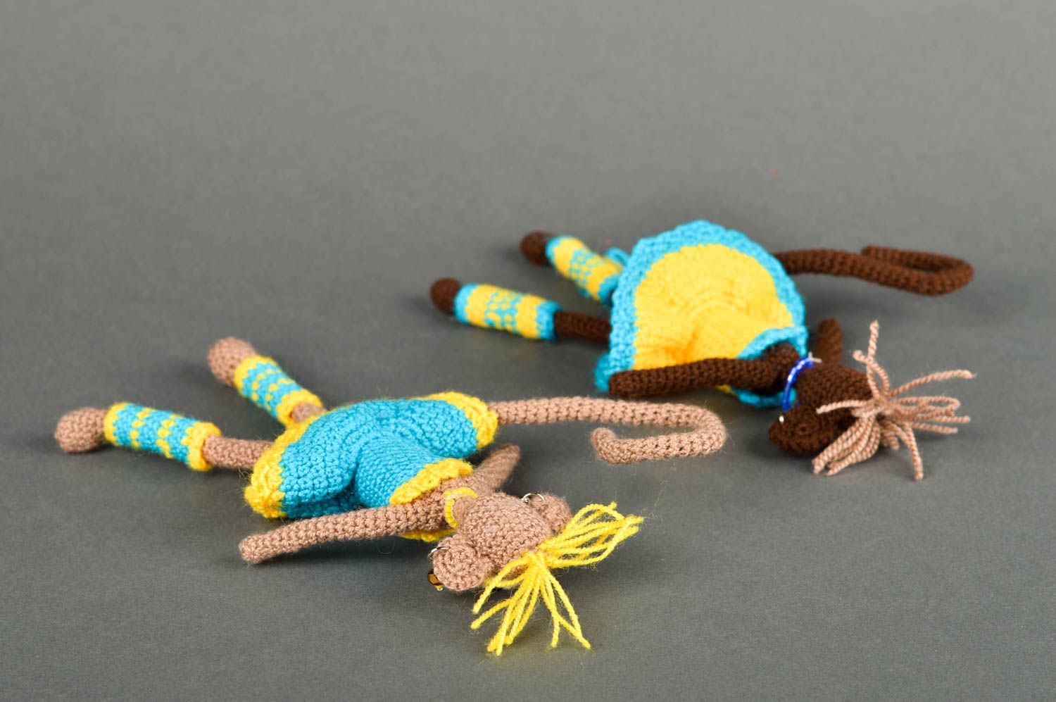 Peluches de animales monos hechos a mano juguetes tejidos regalo original foto 5