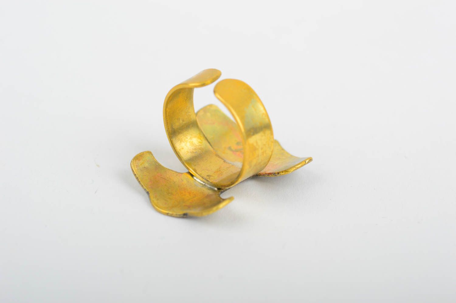 Handmade brass designer ring unusual interesting ring metal accessory photo 3