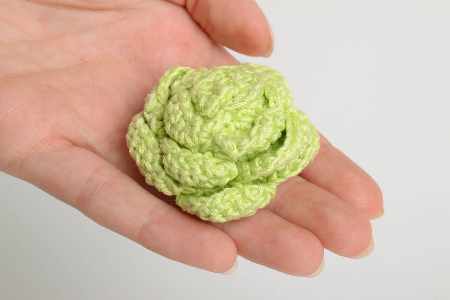 Petite peluche Jouet tricot en coton au crochet Chou vert Cadeau enfant photo 5