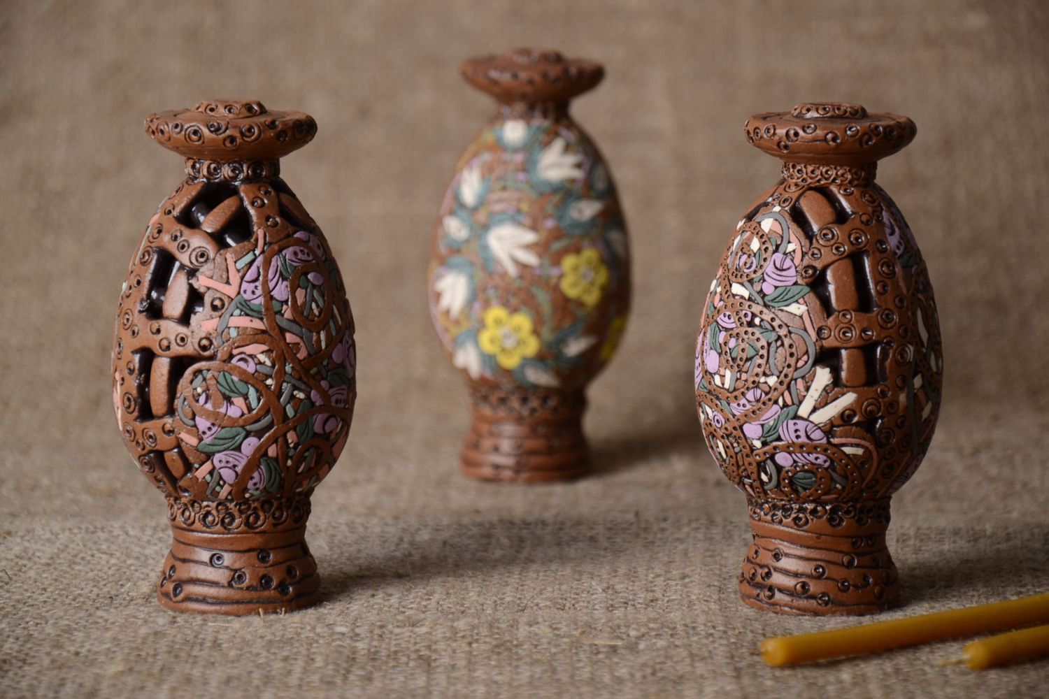 Portavelas de cerámica artesanales sostenedores de velas diseño de interior foto 1
