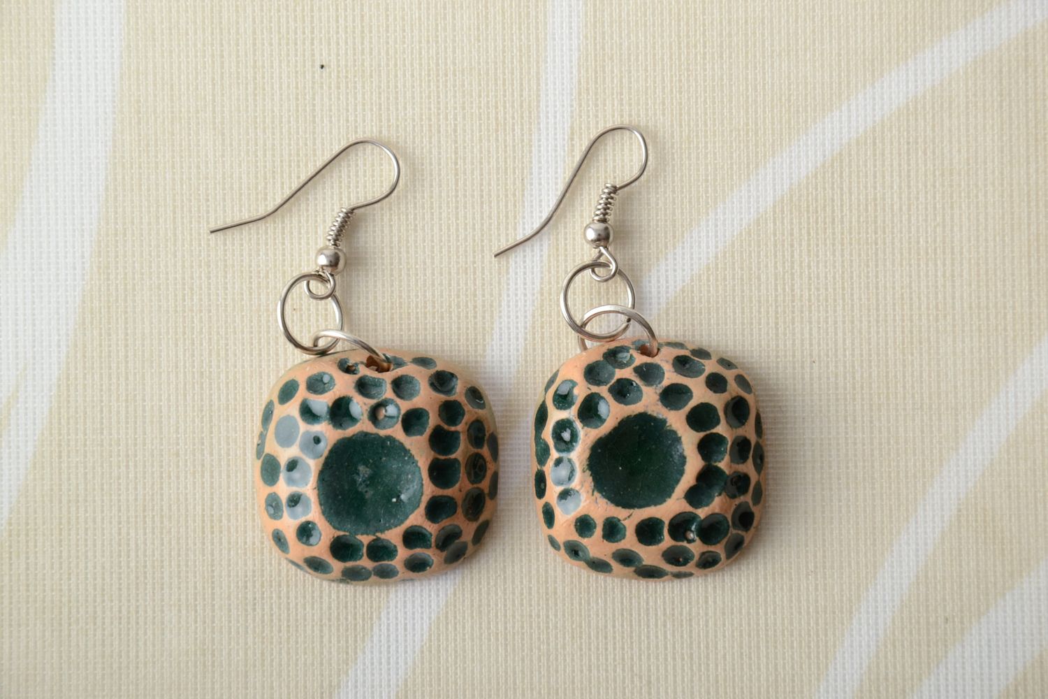 Ceramic earrings with colorful enamel photo 1