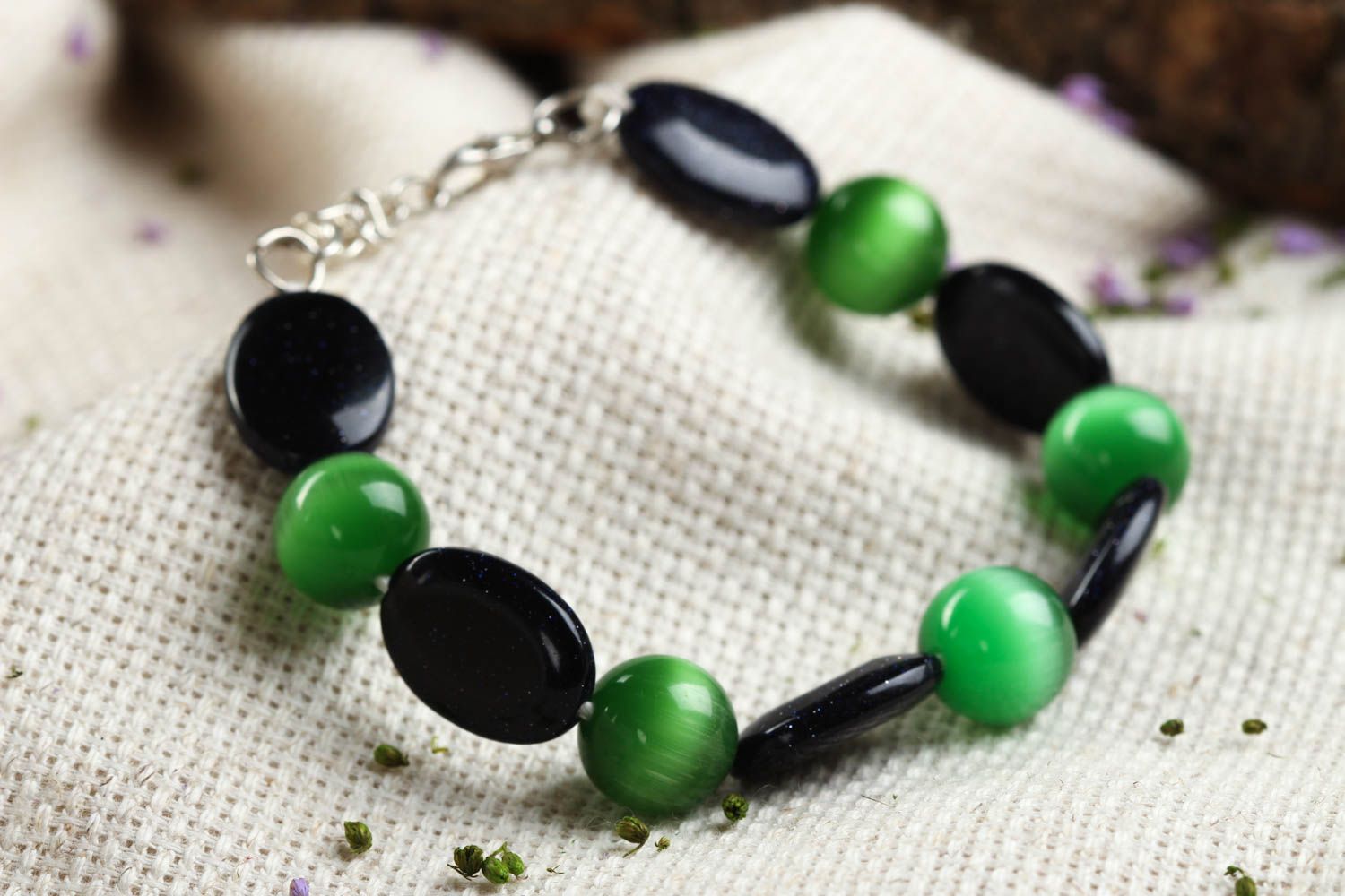 Handmade stylish bracelet jewelry with natural stone unusual accessory photo 1