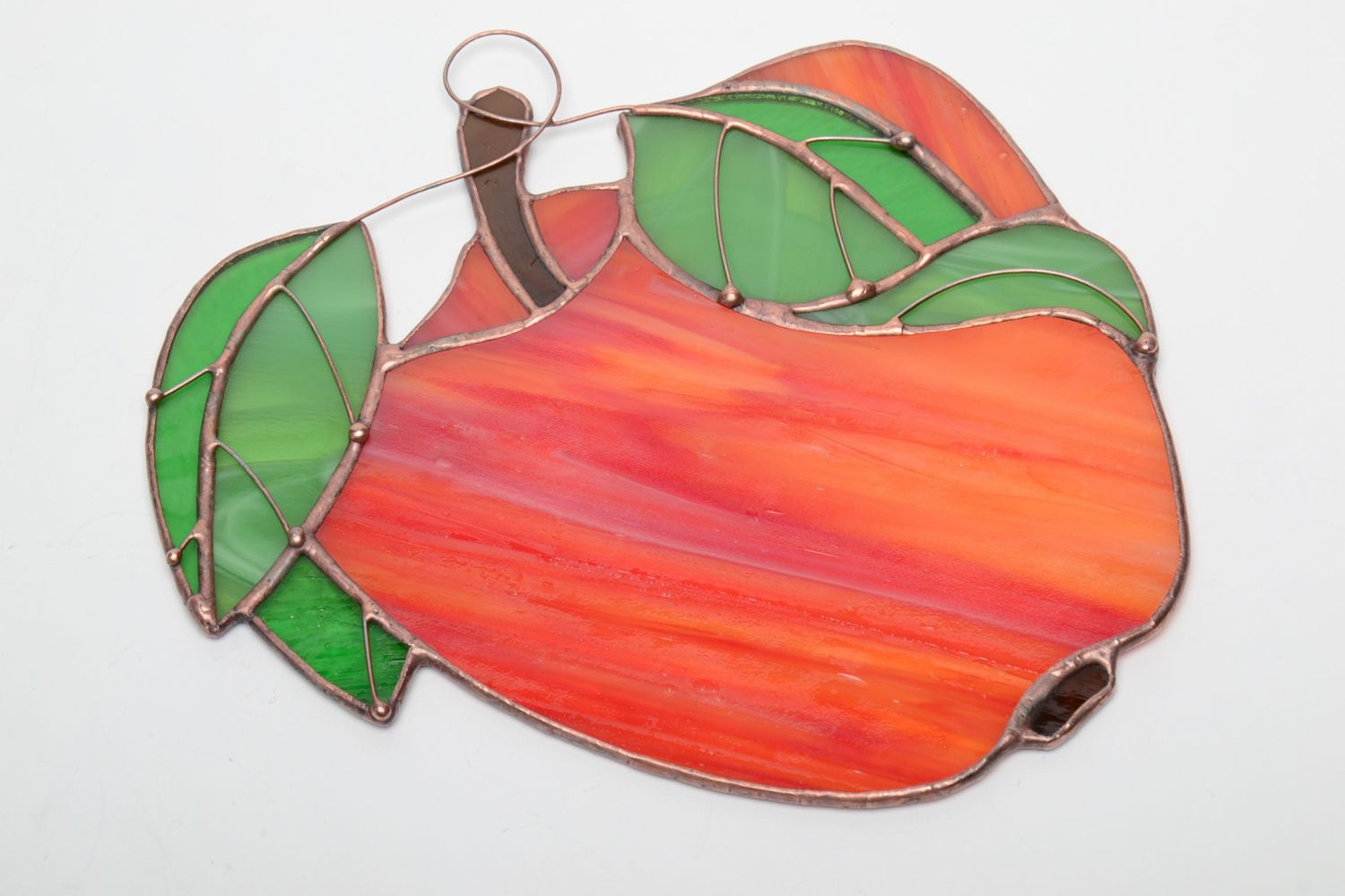 Stained glass interior pendant Red Apple photo 2