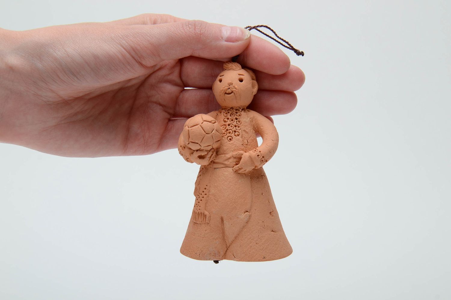 Фигурный колокольчик из глины художественная керамика Казак фото 5