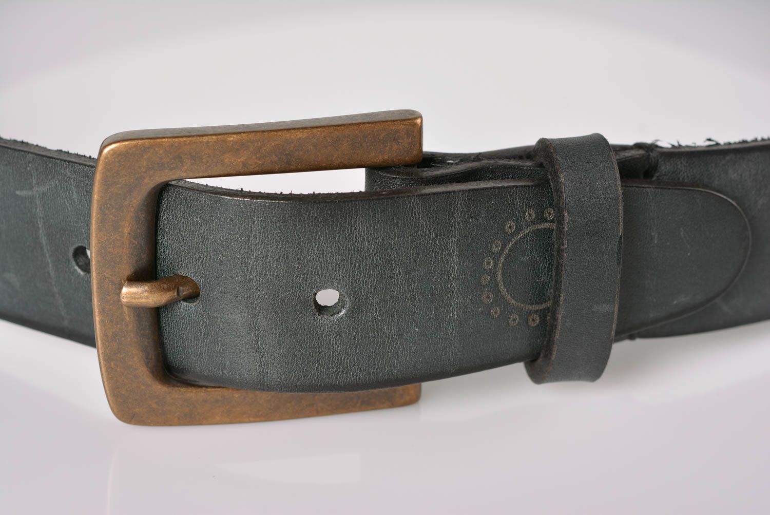 Black leather belt handmade men belt fashion accessories presents for men photo 2