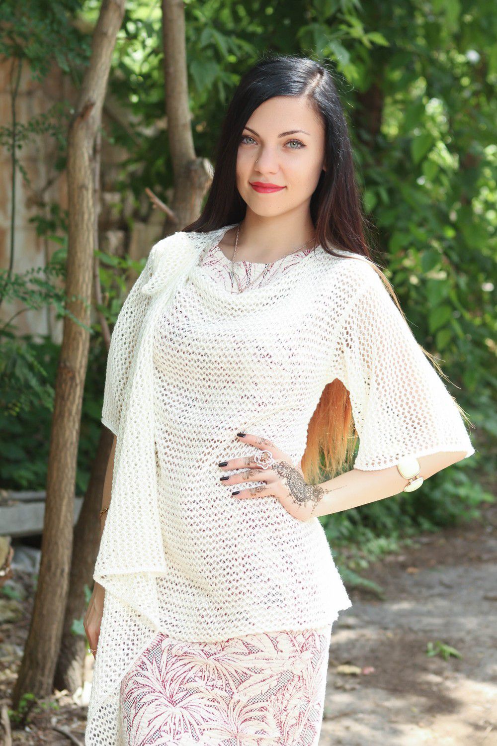Blouse tricotée blanche pour femme photo 1