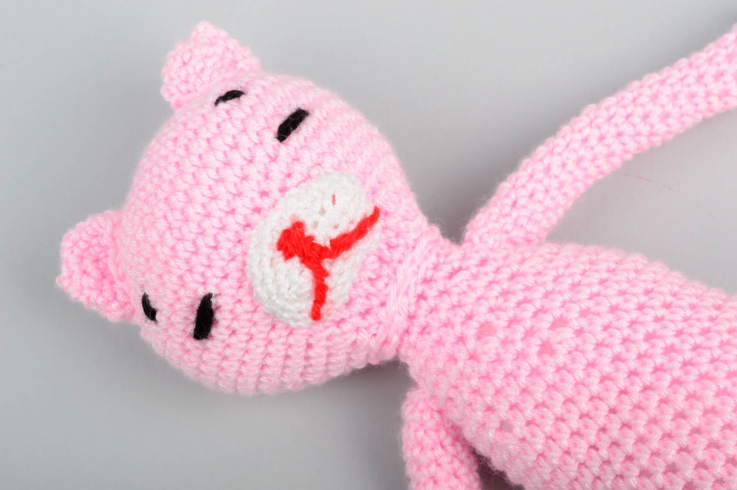 Peluche chat rose faite main Jouet tricot au crochet Cadeau pour enfant photo 5