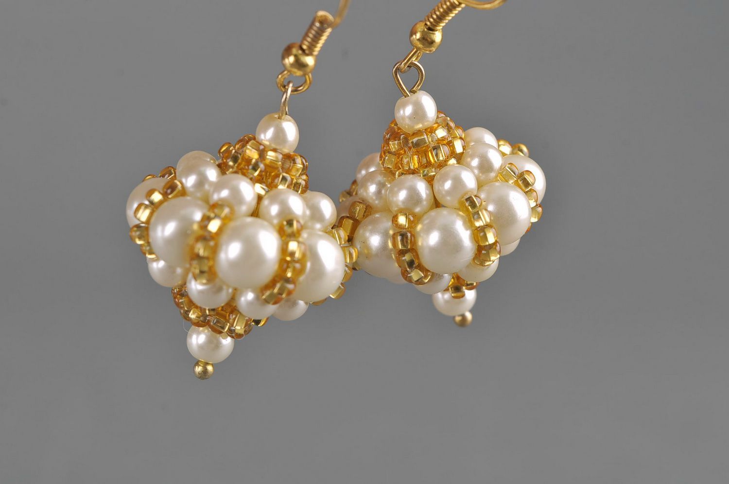 Pendientes originales de abalorios italianos y cuentas de perlas Corona foto 3