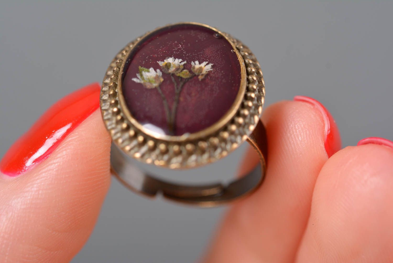 Real flower jewelry fashion ring epoxy resin rings for women gifts for her photo 5