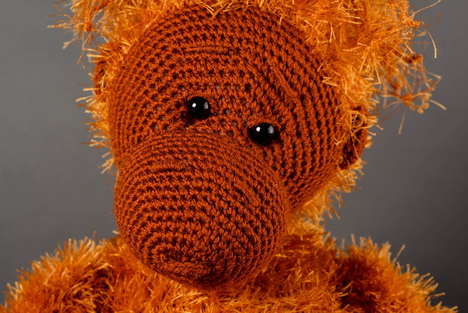 Мягкая игрушка хэнд мэйд детская игрушка вязаная коричневая игрушка обезьяна фото 3