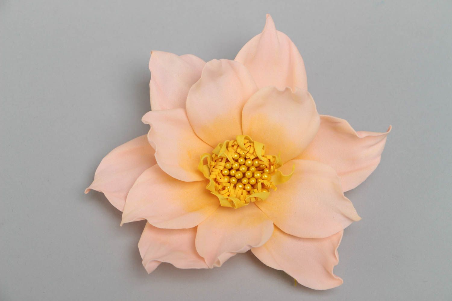 Beautiful handmade designer pink foamiran flower brooch textile accessories photo 2