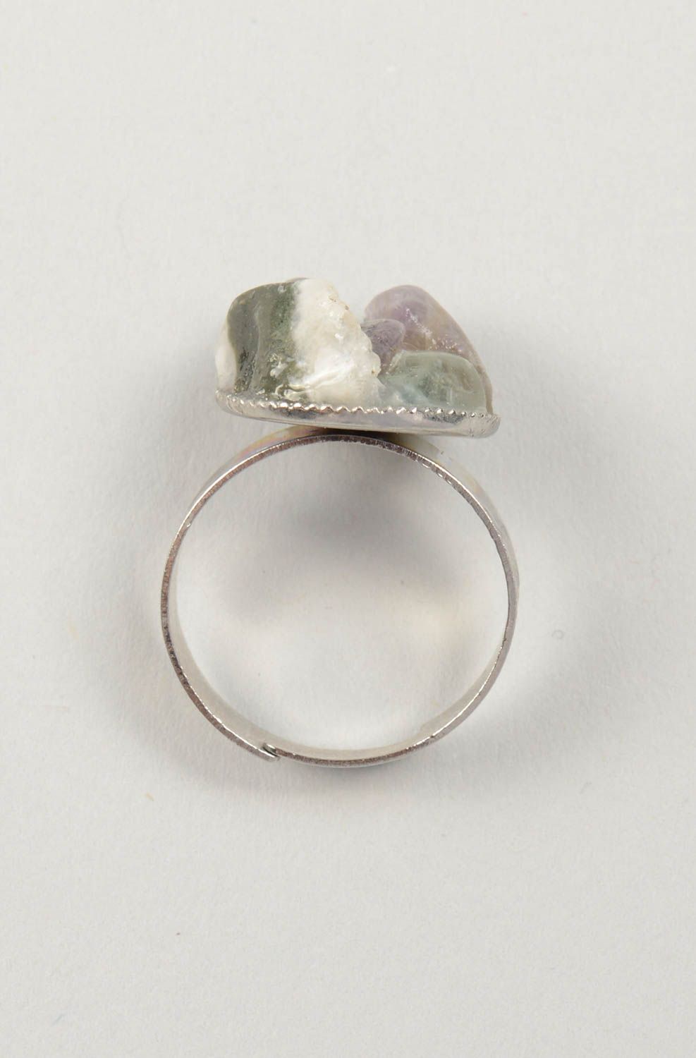 Metall Ring handmade Damen Modeschmuck mit echtem Stein originelles Geschenk foto 1