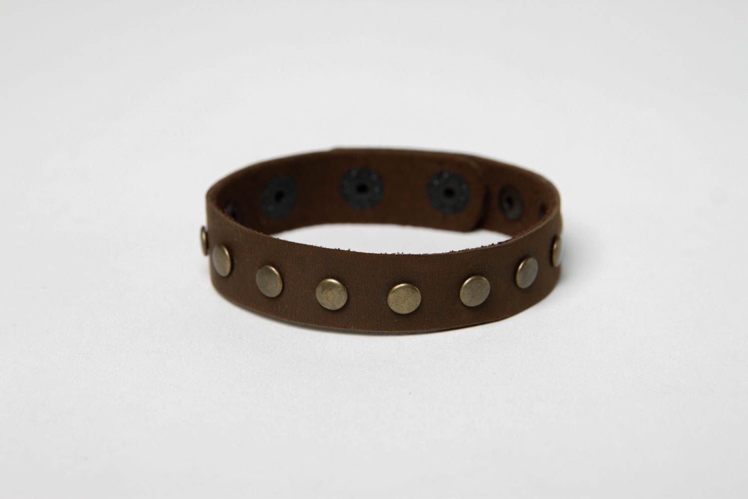 Bracelet cuir fait main Bijou en cuir design rivets de métal Cadeau original photo 3