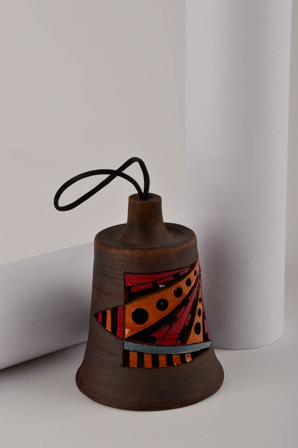 Campana artesanal de barro con ornamento decoración de hogar regalo original foto 1