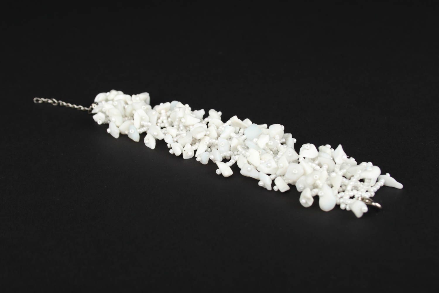 Handmade Naturstein Schmuck in Weiß Armband mit Kugeln Geschenk für Frauen foto 6