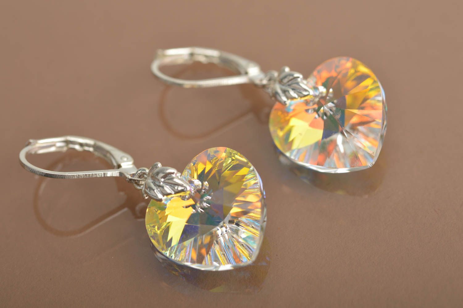 Herzen Ohrringe mit Swarovski Kristallen Designer Accessoire handmade schön foto 5