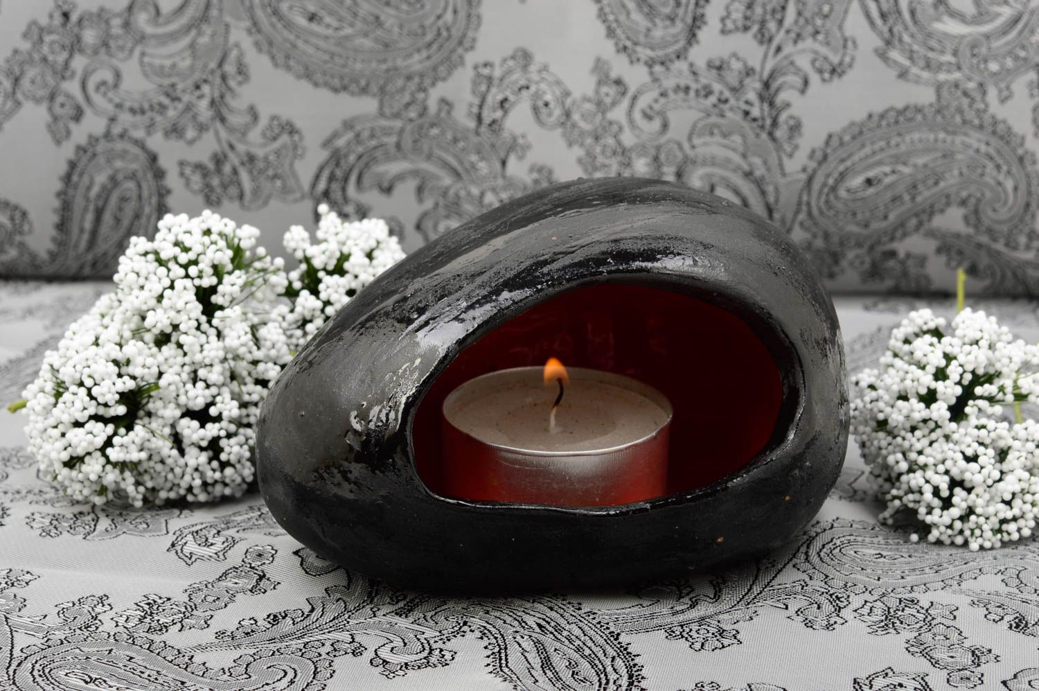 Unusual decorative candlestick stylish ceramic candlestick handmade present photo 1